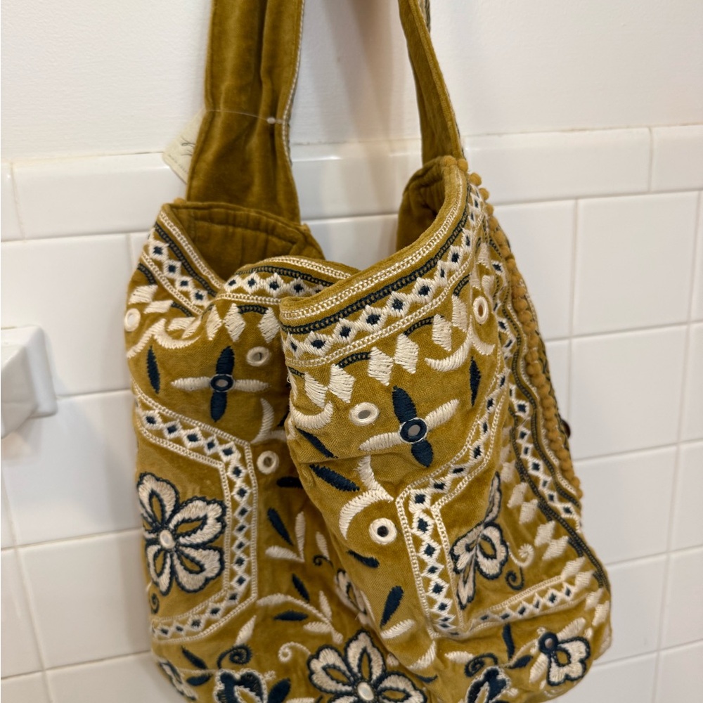 Free People Mustard Embroidered Shoulder Bag - Picture 3 of 6